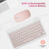 Bluetooth Keyboard and Mouse Combo - Rechargeable Wireless Set for Apple iPad, iPhone, Samsung Tablet, Pink
