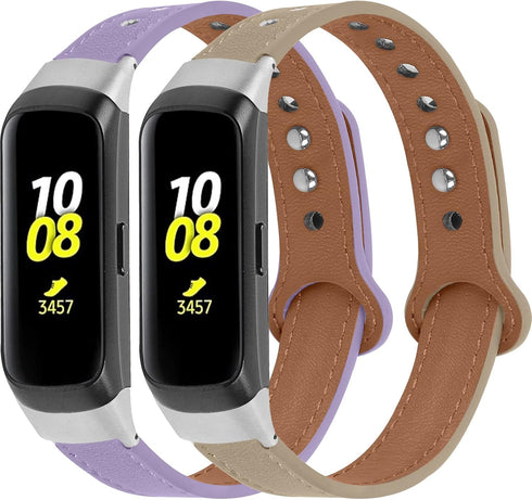 FitTurn Leather Quick Release Watch Band Strap Compatible with Samsung Galaxy Fit SM-R370 Fitness Tracker for Women Men