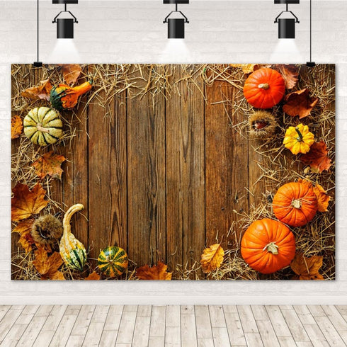 5x3ft Fall Thanksgiving Backdrops for Photography, Rustic Brown Wood Board Festival Decoration for Kids Baby Portraits