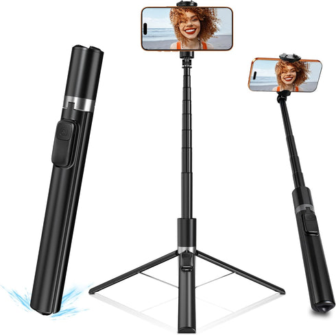 SonixForce Automatic Phone Tripod, 67 Auto-Deploy Selfie Stick Tripod with Remote - 360