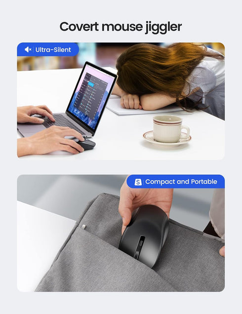 Covert Mouse Jiggler - 2 in 1 Undetectable Mouse Mover with ON/Off Switch, Simulate Mouse Movement to Keep Computer