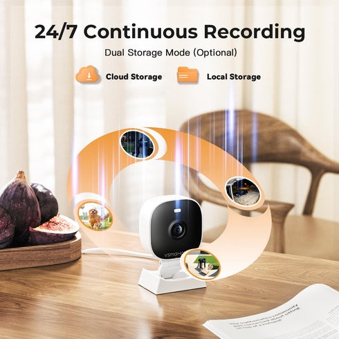 VSMAHOME 2K Vision,2-Way Audio&24/7 128G Cameras for Home Security,Indoor/Outdoor for Baby/Elder/Pet Monitoring