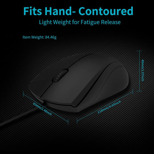 Rapoo Silent Wired Mouse, 1000 DPI Optical Computer Mouse with 5ft Cord, Quiet Button for Laptop, Chromebook, Mac,
