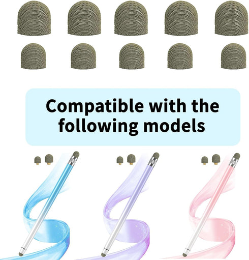 Replacement Fiber Mesh Tips for Stylus Pens, 10 Pieces Fine Tip Stylus Replacement Tips for Touch Screens