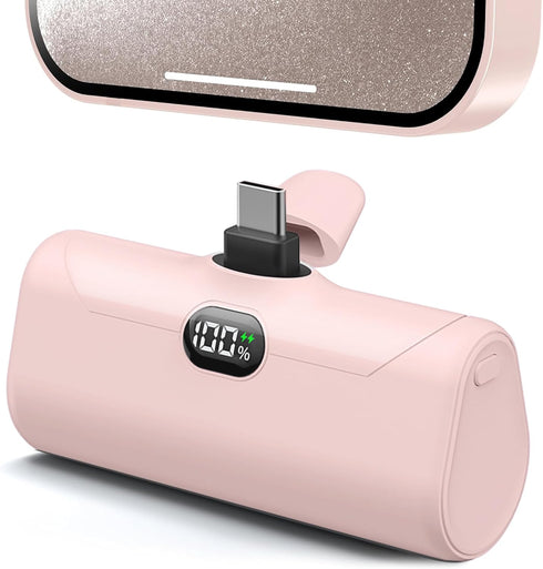 L.LYFOVR Lightweight Pink USB C Power Bank Portable Charger 5000mah with Kickstand for