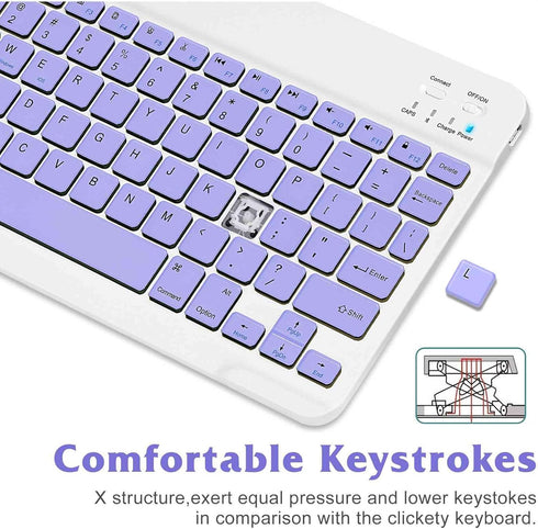 Rechargeable Bluetooth Keyboard and Mouse Combo, Ultra Slim for Amazon Fire HD 10 Plus (2021) with RGB LED Lavender