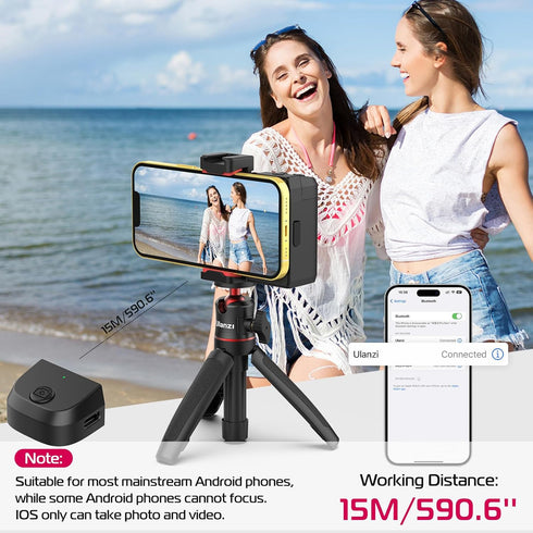 ULANZI CG02 Smartphone Camera Shutter Handle Grip, Detachable Wireless Bluetooth Remote, Adjustable Fill Light for Video