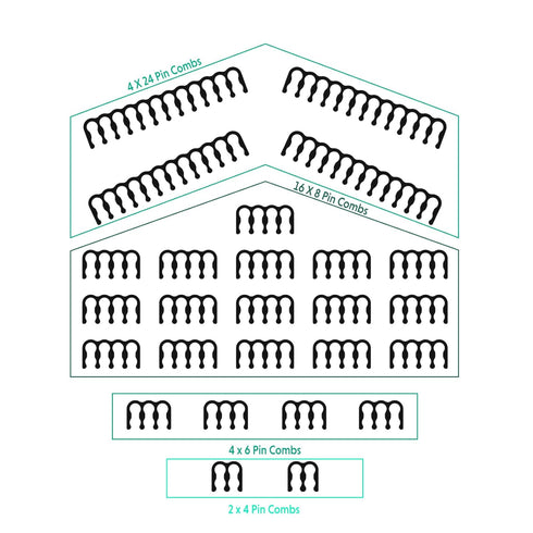 LINKUP Combs for PSU Cable Extension - 4 x 24 P, 16 x 8 P, 4 x 6 P, Black