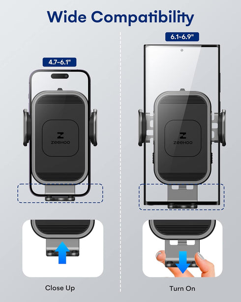 ZEEHOO Wireless Car Charger, 15W Fast Charging Auto Clamping Phone Mount for iPhone 15, 14, 13, 12, 11 Pro Max