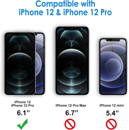JETech One Touch Install Screen Protector for iPhone 12/12 Pro 6.1-Inch, Full Coverage Tempered Glass Film, 2-Pack