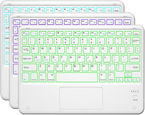 Slim Bluetooth Keyboard with 7 Colors Backlit, Touchpad, Rechargeable Battery for iOS Android Windows Tablets PC