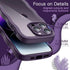 JETech iPhone 14 Pro Case 6.1" - Shockproof Clear Hard PC Back, Wave Frame Curly Shape, Deep Purple for Women & Girls.