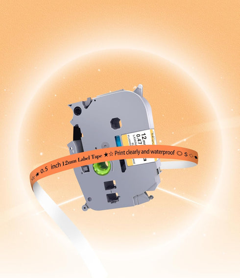 TITBIT Compatible Orange Label Tape Replacement for Brother P Touch TZ Tape 12mm, Laminated Black on Fluorescent Orange