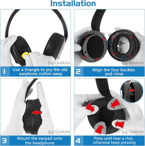 Geekria Cooling Gel Replacement Ear Pads for Sony PS5 Pulse 3D Wireless Headphones, Black Ear Cushions