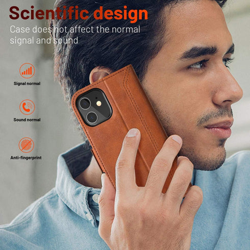 OCASE Retro Series Compatible with iPhone 12 Pro Case, Wallet Case with Card Slots, RFID Blocking, Brown