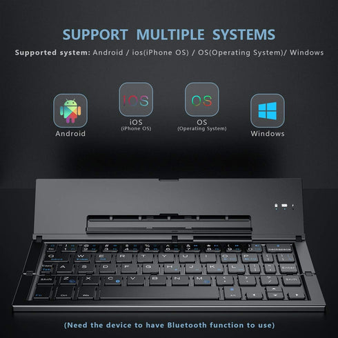 Geyes Bluetooth Keyboard, Portable Folding Wireless Keyboard for iPhone, iPad, Tablets, Laptops, and Smartphones (Black)