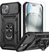 Goton iPhone 15 Plus Case - Heavy Duty Shockproof Bumper with Slide Camera Cover & Screen Protector, Black