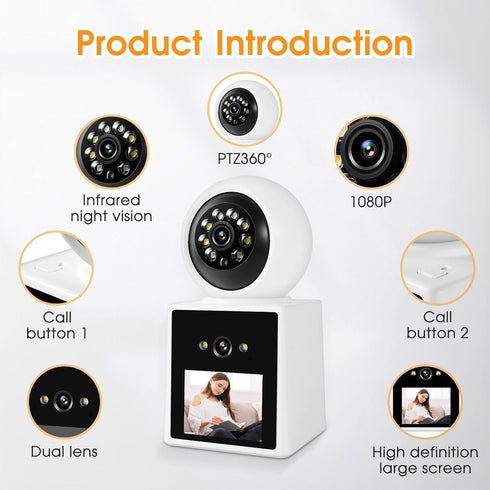 Two-Way Video Call Security Camera, 1080P Indoor Home Camera, Baby/Elderly/Sitter/Dog/Pet Camera with Mobile Apps