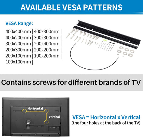 Antimbee 13-55 inch 400x400mm 100 lbs Studless Drywall TV Mount for TVs, No Stud TV Wall Bracket Max VESA up