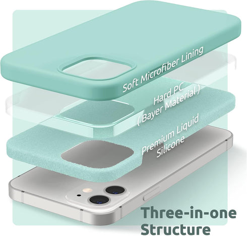 SURPHY Silicone Case Compatible with iPhone 12 Mini, Liquid Silicone Phone Case with Microfiber Lining (Mint Green)