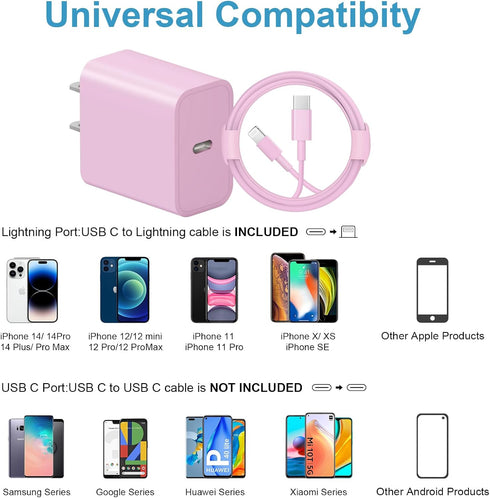 iPhone Charger Super Fast Charging 20W PD Power Wall Charger with 6FT Cable Compatible with iPhone 14/13/12/11 Pro Max