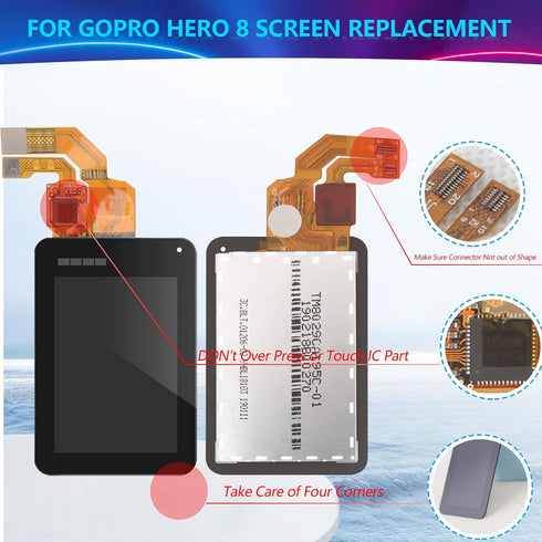 YWLRONG Screen Replacement LCD for GoPro HERO8, Digitizer Assembly with Tools for Go Pro HERO 8 Action Camera