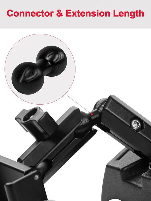 2PCS Aluminum Double Ball Head Mount, 20mm to 20mm Extension, Compatible with Multiple 20mm Double Ball Mounting Arms