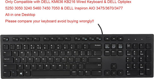 iKammo Keyboard Cover Skins for Dell KB216 & KM636 Keyboards, Optiplex 5250/3050/3240/5460/7450/7050 & Inspiron AIO