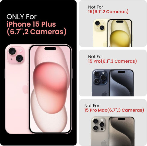FireNova iPhone 15 Plus Case, Black Silicone with Camera Protection & 2 Screen Protectors, 6.7" Soft Microfiber Lining.