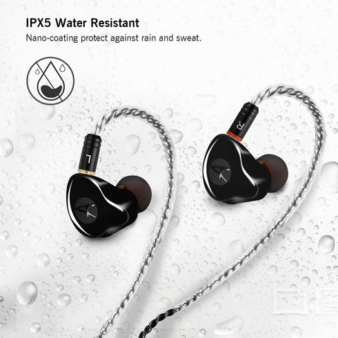HiFi Stereo IEM Earphones - Dynamic Dual Driver Wired Earbuds, Noise Canceling, Detachable Cable for Musicians (Black)