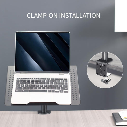 VIVO Single Laptop Notebook Desk Mount Stand - Fully Adjustable for Up to 17 inch Laptops, Black