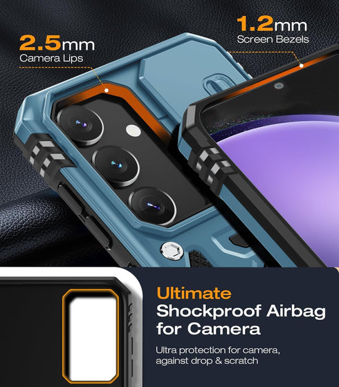 WRJ Case for Galaxy S24 with Slide Camera Cover, Screen Protector, Military Grade Protection - Sky Blue