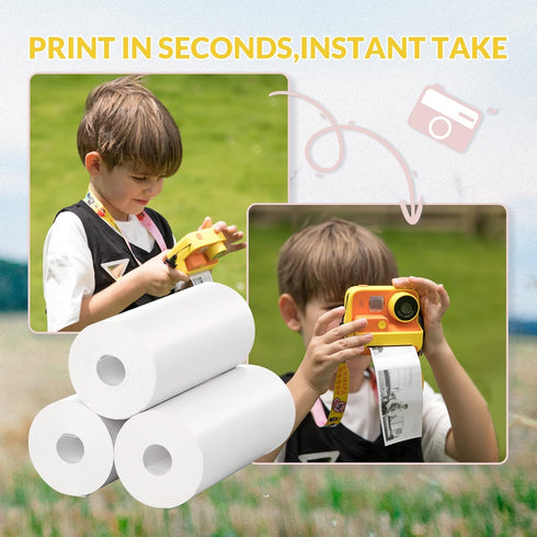 Mafiti 10 Rolls Kids Instant Print Paper for K27/Q5 Camera, 2.2 x 1 Inch, White, Compatible with Most Instant Print