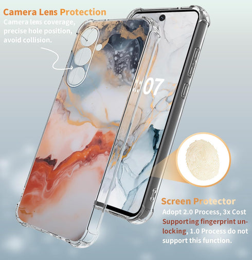 Shop Samsung Galaxy S24 Plus Case with Screen Protector, Agate Gold Marble Slim, Anti-Drop Shockproof Soft TPU Cover.