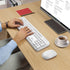 FOPETT Wireless Keyboard and Mouse Combo, 2.4G Full-Sized White Keyboard with Round Keycaps for Laptop/PC
