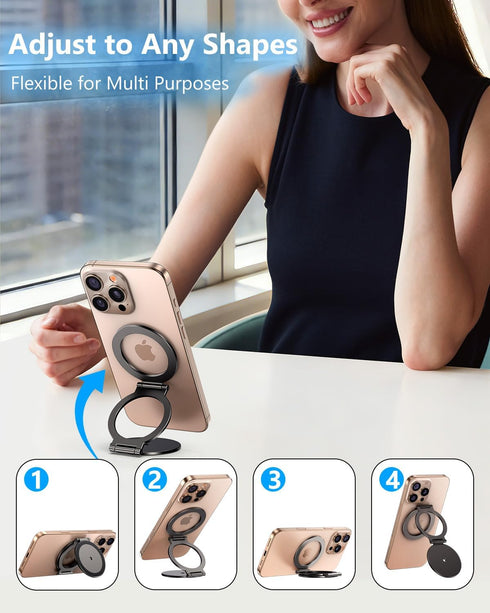 MAGDIGITEH 1/4" 17/16/15/14/13/12 Dual Magnetic Phone Ring Holder for MagSafe, Compatible with Magnet Gym Golf, Car
