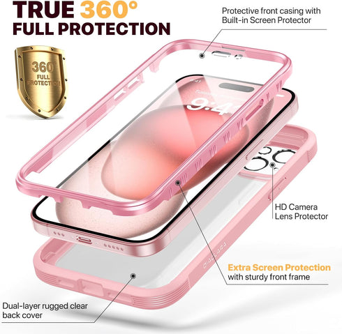 Diaclara 15 15 6.1" Designed for iPhone Case, Full Body Rugged Case with Built-in Touch Sensitive Anti-Scratch Screen