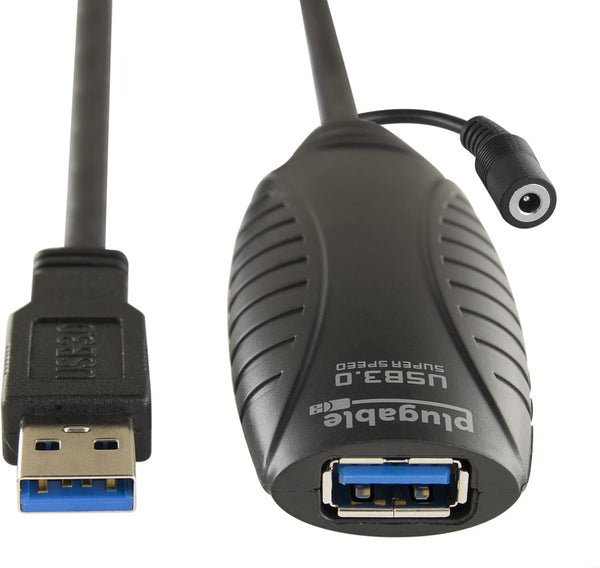 Plugable 10 Meter (32 Foot) USB 3.0 Active Extension Cable with AC Power Adapter and Driverless Technology