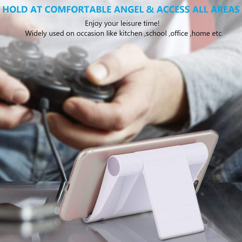 Cell Phone Multi-Angle Stand Holder - White Cradle Organizer Charger Station for Tablet, Desktop, Bed, Office, School,