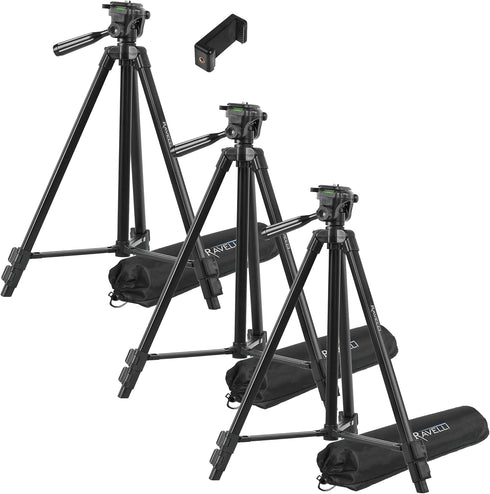 Ravelli APLT3 53" (3 Pack) Light Weight Aluminum Tripod, 3 Pack, with Bag