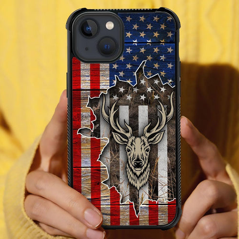 ZHEGAILIAN iPhone 14 Case - Deer Flag Red Camo, Soft TPU Bumper, Drop Protection, 6.1-inch, Cool Pattern for Men & Boys.
