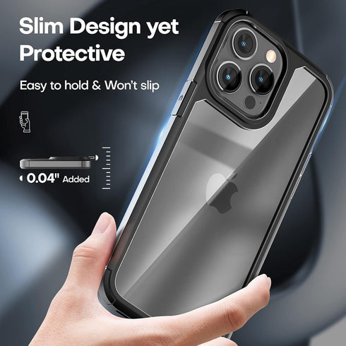 TAURI 5 in 1 Black Case for iPhone 14 Pro Max, Military-Grade Drop Protection, Slim Shockproof Phone Lanyard Case