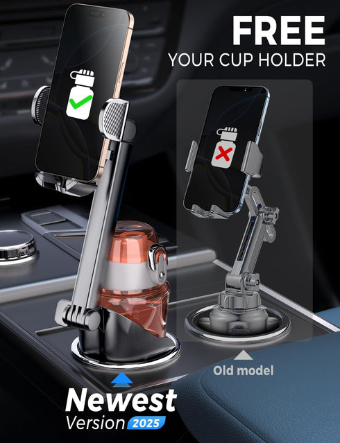 eSamcore (2.5"-4") 360 0.8" 4.7"7" Cup Holder Phone Holder, Unobstructed Cup Holder Phone Mount for Your Car Cupholder