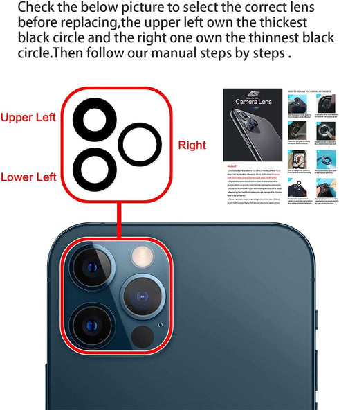 Camera Lens Replacement for iPhone 13 Pro & 13 Pro Max, GVKVGIH Back Glass Replacement with Adhesive & Repair Tool Kit