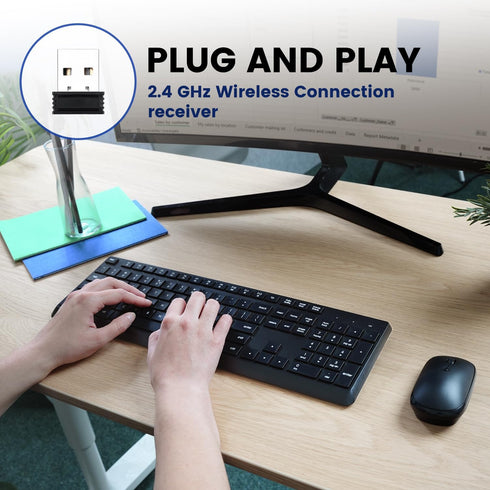 Perixx PERIDUO-716, Wireless Standard Keyboard and Optical Mouse Combo Set - Black