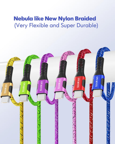 USB C Cable 10ft & 6ft (6-Pack) - Fast Charging Type C Charger for Samsung Galaxy S20, S10, S9, Note 10, Moto G Stylus.