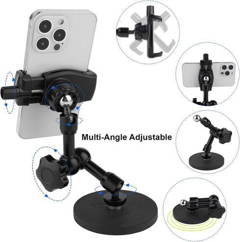 Magnetic Phone Holder, Heavy Duty Mount for Truck/Tractor/Forklift, Fits 3.5~7.5" Smartphones, 360° Adjustable Arm