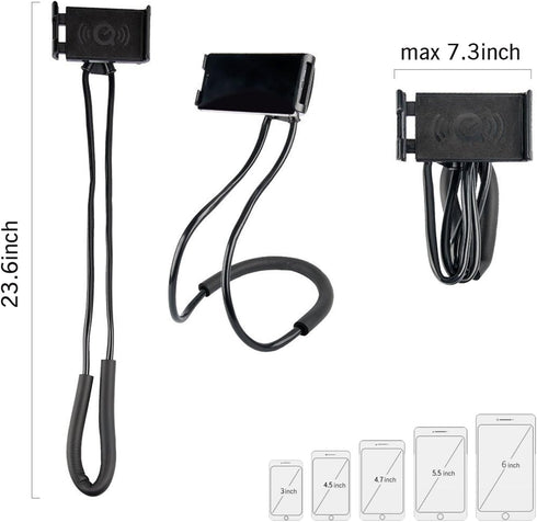 011 Neck Cell Desk Bed, Bike and Motorcycle Mount - Lazy Bracket Mobile Phone Stand Holder (Black)