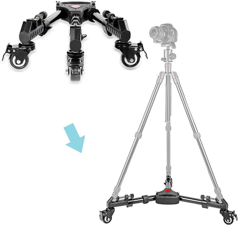 NEEWER Heavy Duty Photography Tripod Dolly with 33lbs Capacity, 2-Inch Rubber Wheels, Adjustable Leg Mount & Carry Bag