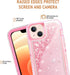 Asuwish iPhone 13 Mini Case - 5.4" Bling Liquid Glitter, Clear Hybrid, Military Grade Protection, Pink, with Screen